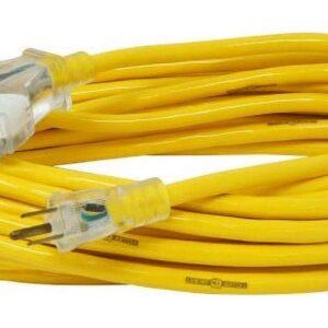Yellow Jacket 2827 12/3 Heavy-Duty 15-Amp Premium SJTW Contractor 3-Outlet Extension Cord with Lighted End, 50-Feet