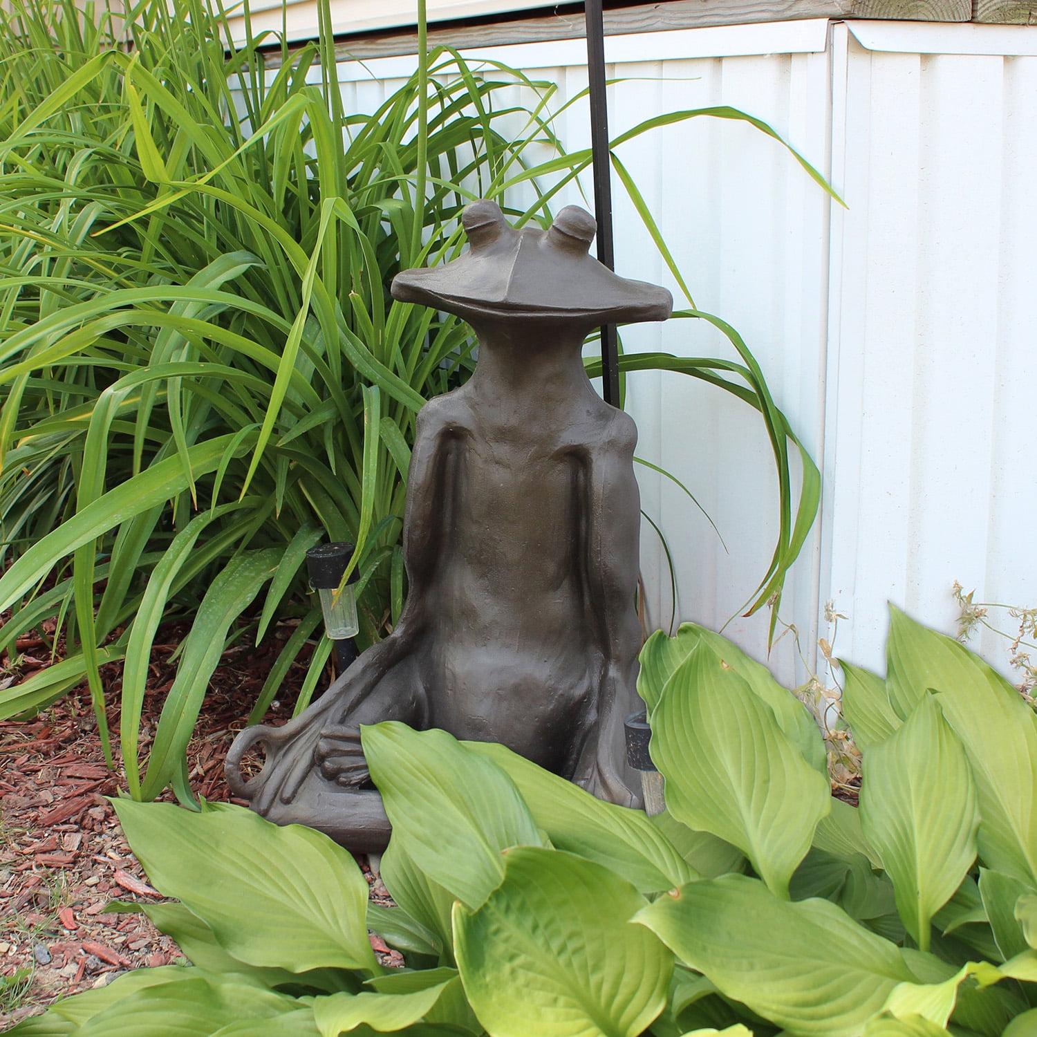 Yoga Frog Statue - Natural Bronze Appearance - Made of Resin - Lightweight - 21" Height - Image 2