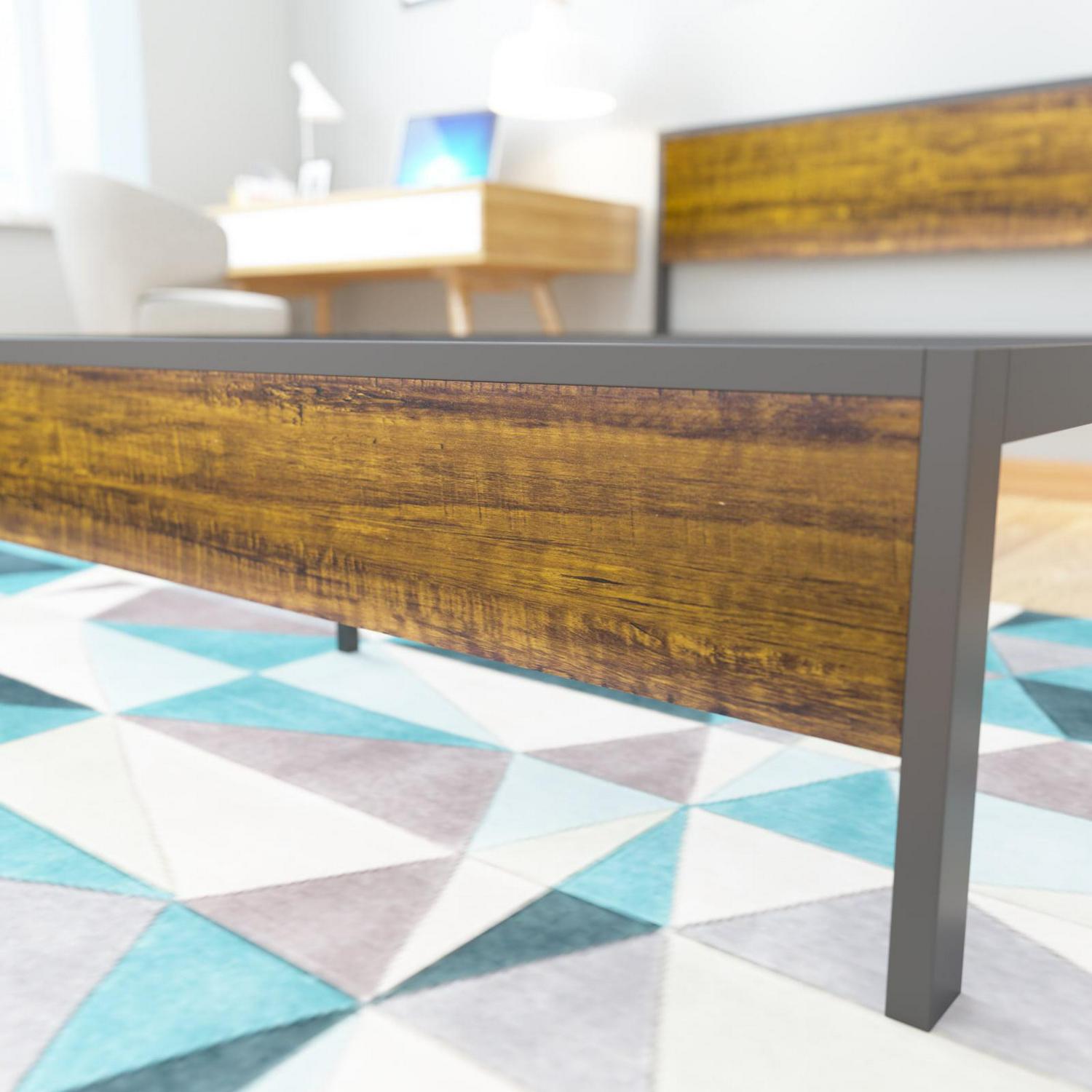 Yoneston Idustrial Metal Platform Bed Frame with Wood Headboard Full Size - Image 7