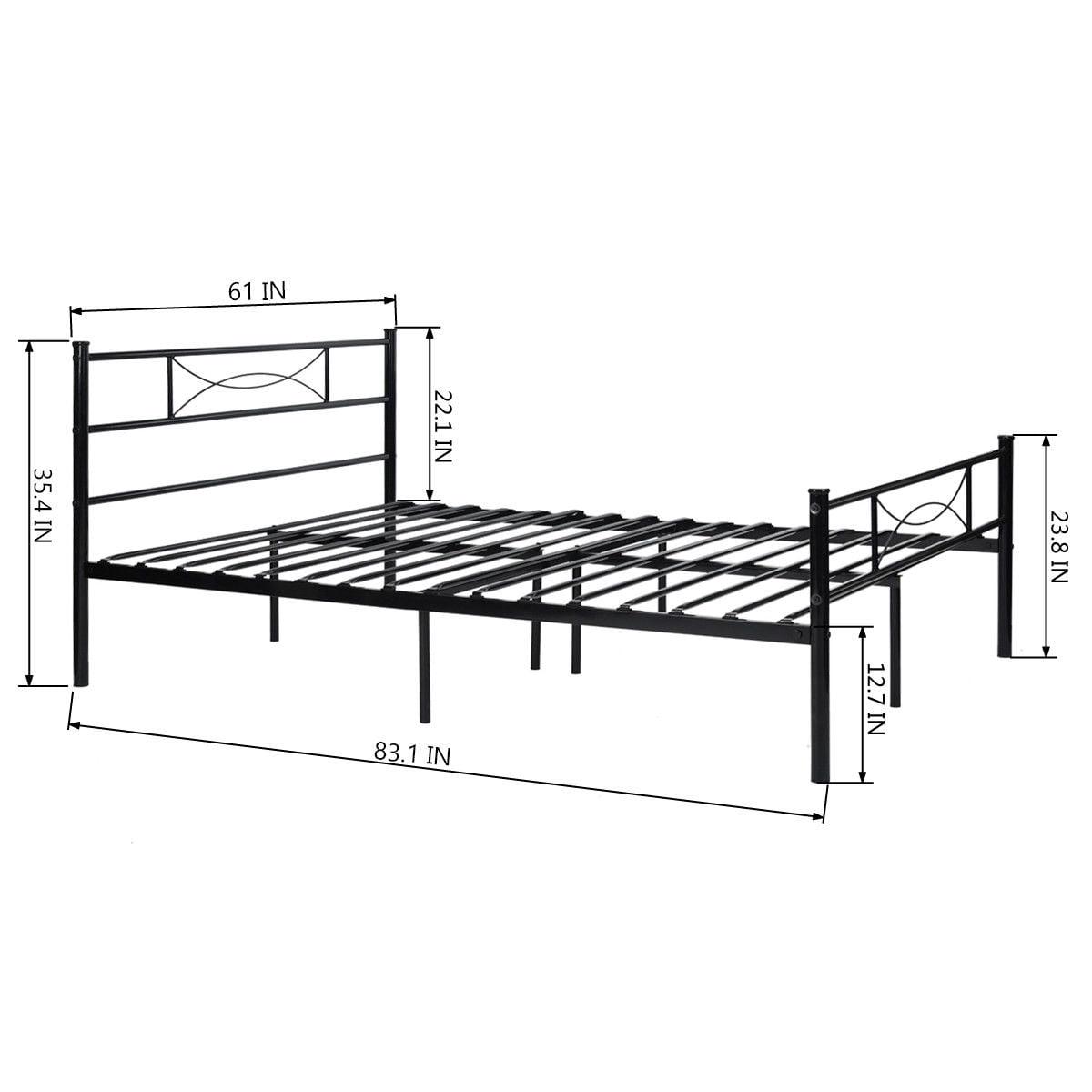 Yoneston Queen Size Metal Bed Bedroom Mattress Platform Foundation with Headboard - Image 7