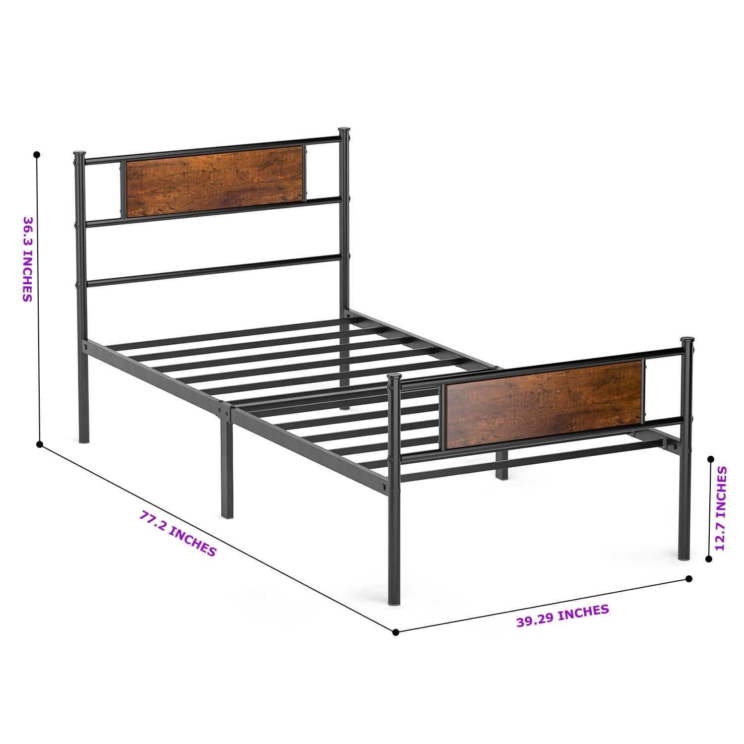 Yoneston Twin Metal Platform Bed Frame with Headboard for Adutls Boys Girls Bedroom Furniture - Image 9
