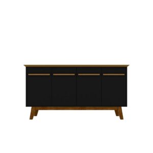 Yonkers 62.99 Sideboard with Solid Wood Legs and 2 Cabinets in Off White and Cinnamon