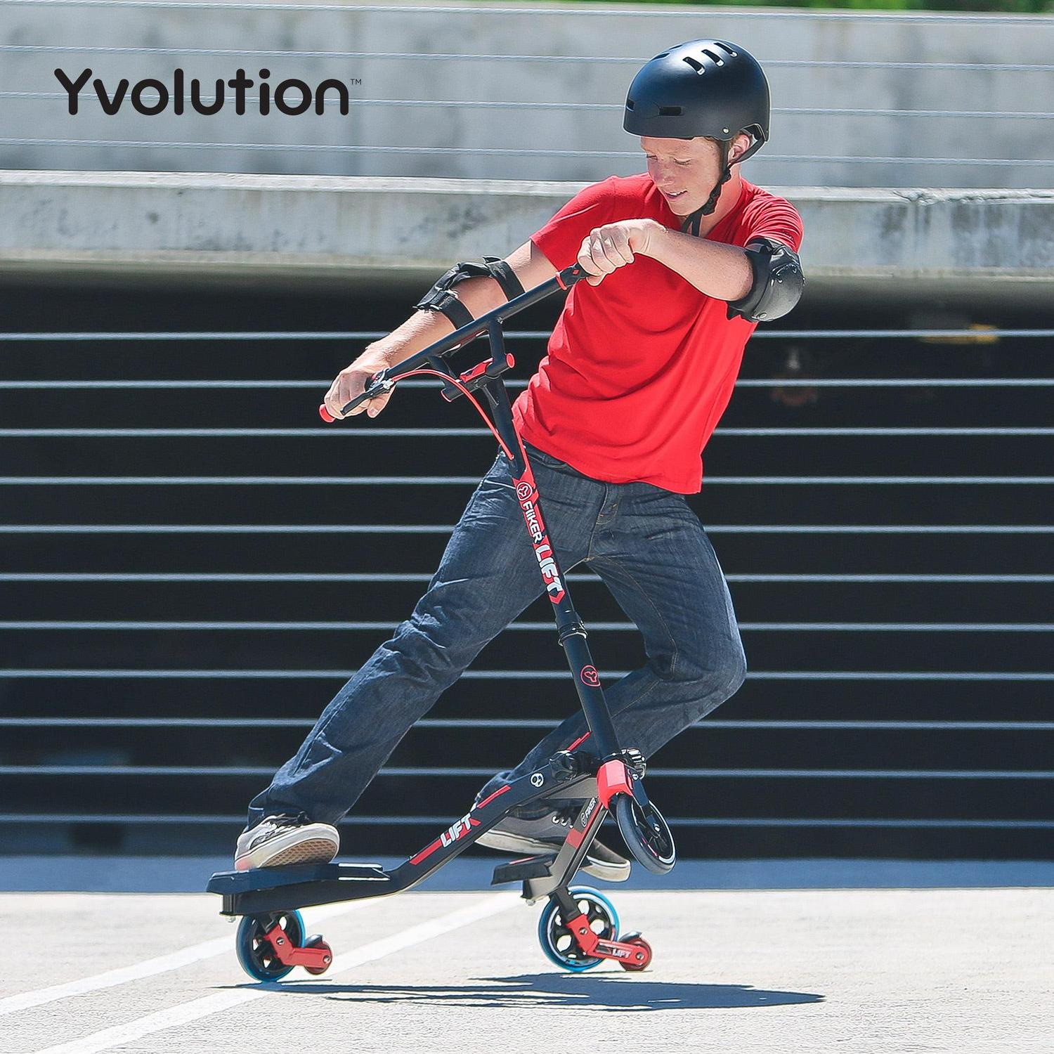 Yvolution Fliker Lift 3 Wheels Kids Drift Scooter, Wiggle Scooter from Age 7+ (Red) Unisex - Image 6
