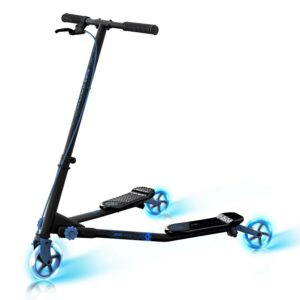 Yvolution Neon Fliker DLX Wiggle Kids Scooter with LED Wheels Blue Unisex