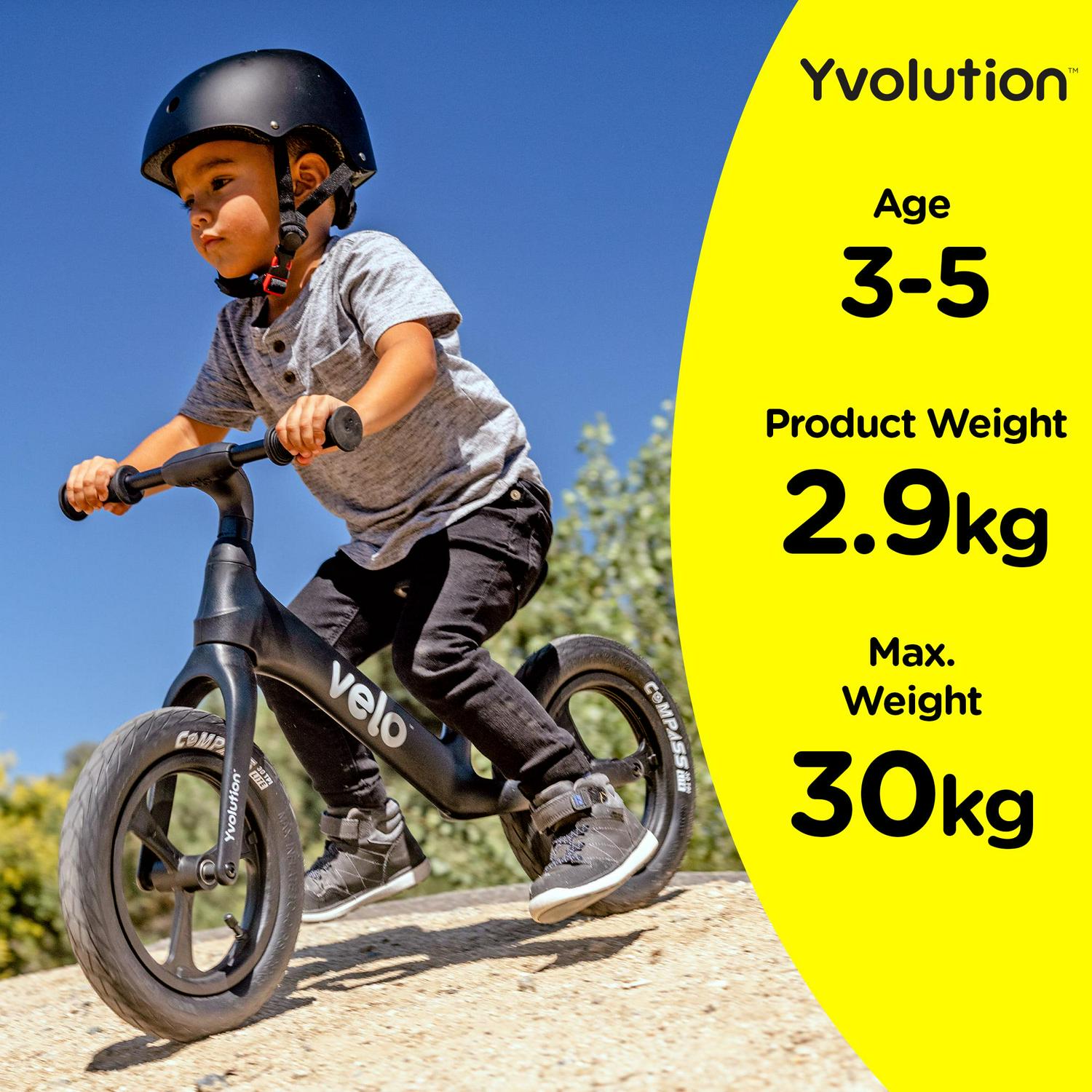 Yvolution Y Velo Pro Kids Balance Bike - Black, Unisex - Image 4