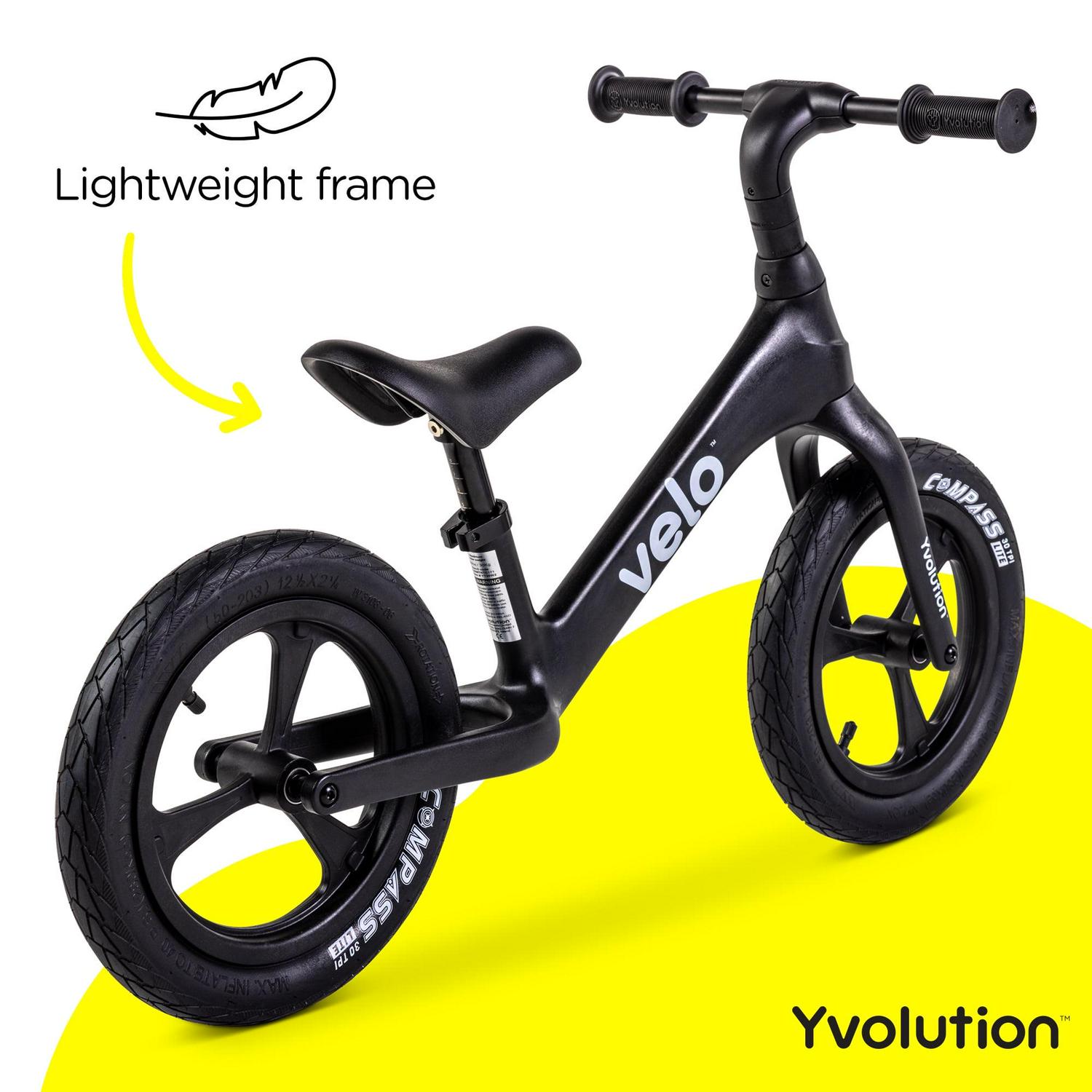 Yvolution Y Velo Pro Kids Balance Bike - Black, Unisex - Image 2