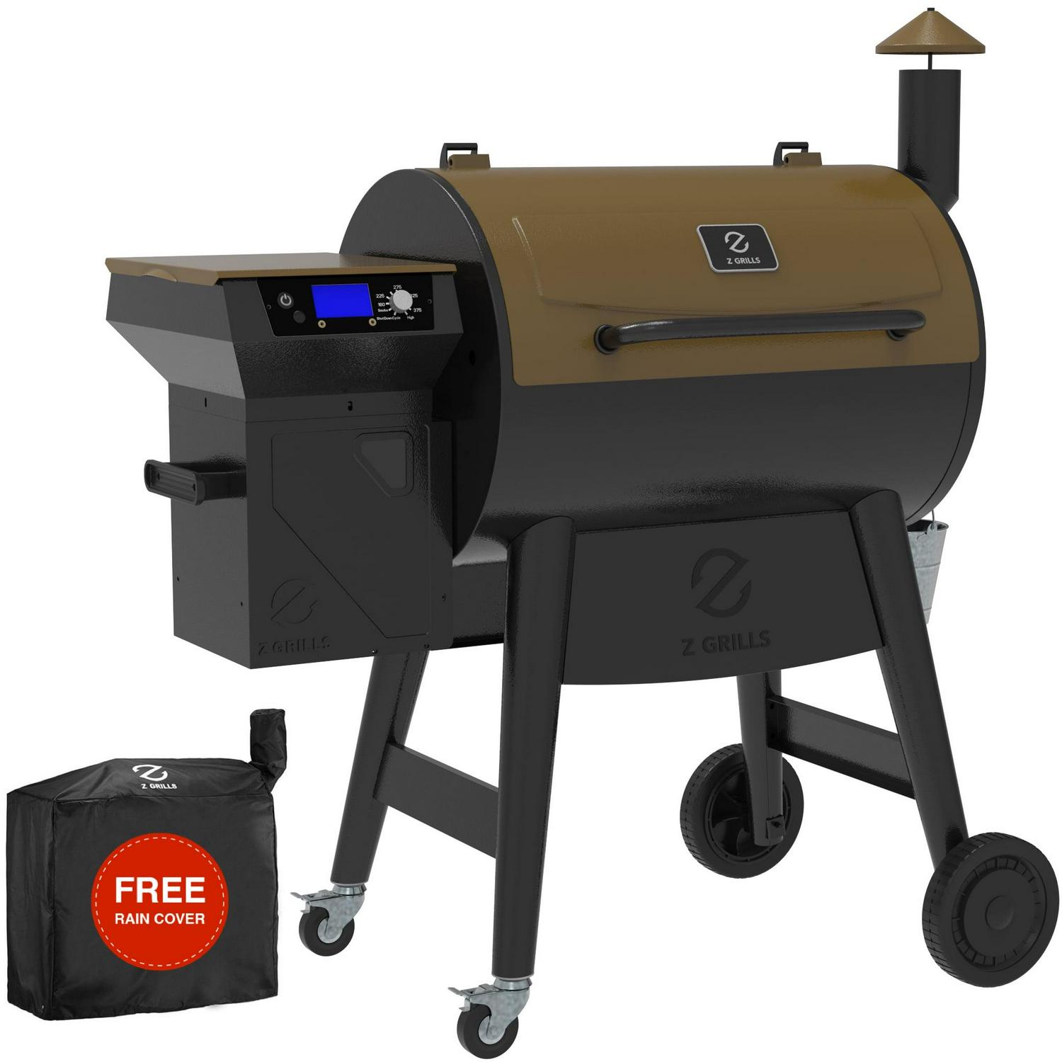 Z GRILLS 697 sq.in. 8-in-1 Wood Pellet Grill & Smoker with PID V3.0 Controller, LCD Screen, Meat Probes and Rain Cover, Bronze