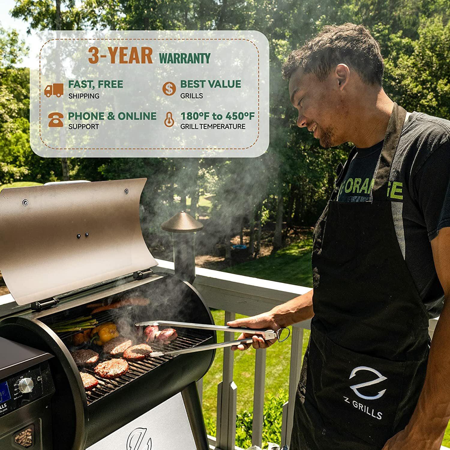 Z GRILLS 697 sq.in. 8-in-1 Wood Pellet Grill & Smoker with PID V3.0 Controller, LCD Screen, Meat Probes and Rain Cover, Bronze - Image 6