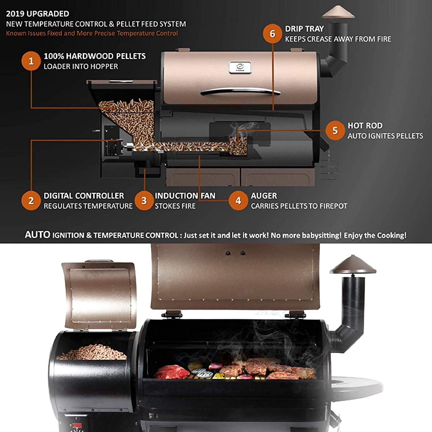 Z Grills ZPG-450A Wood Pellet Grill & Smoker Upgrade 8 in 1 BBQ with Cover Included Bronze 459 sq. in. - Image 8