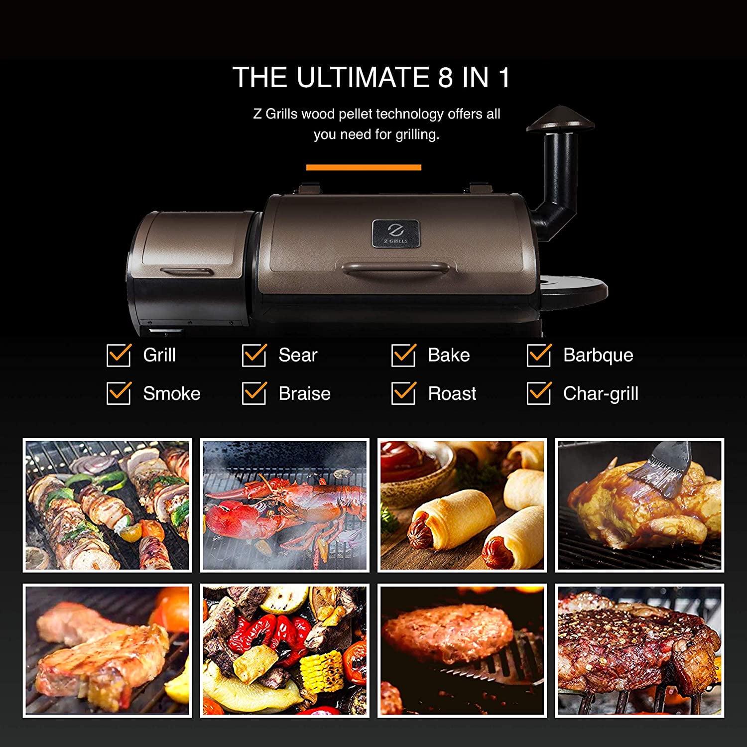 Z Grills ZPG-450A Wood Pellet Grill & Smoker Upgrade 8 in 1 BBQ with Cover Included Bronze 459 sq. in. - Image 15