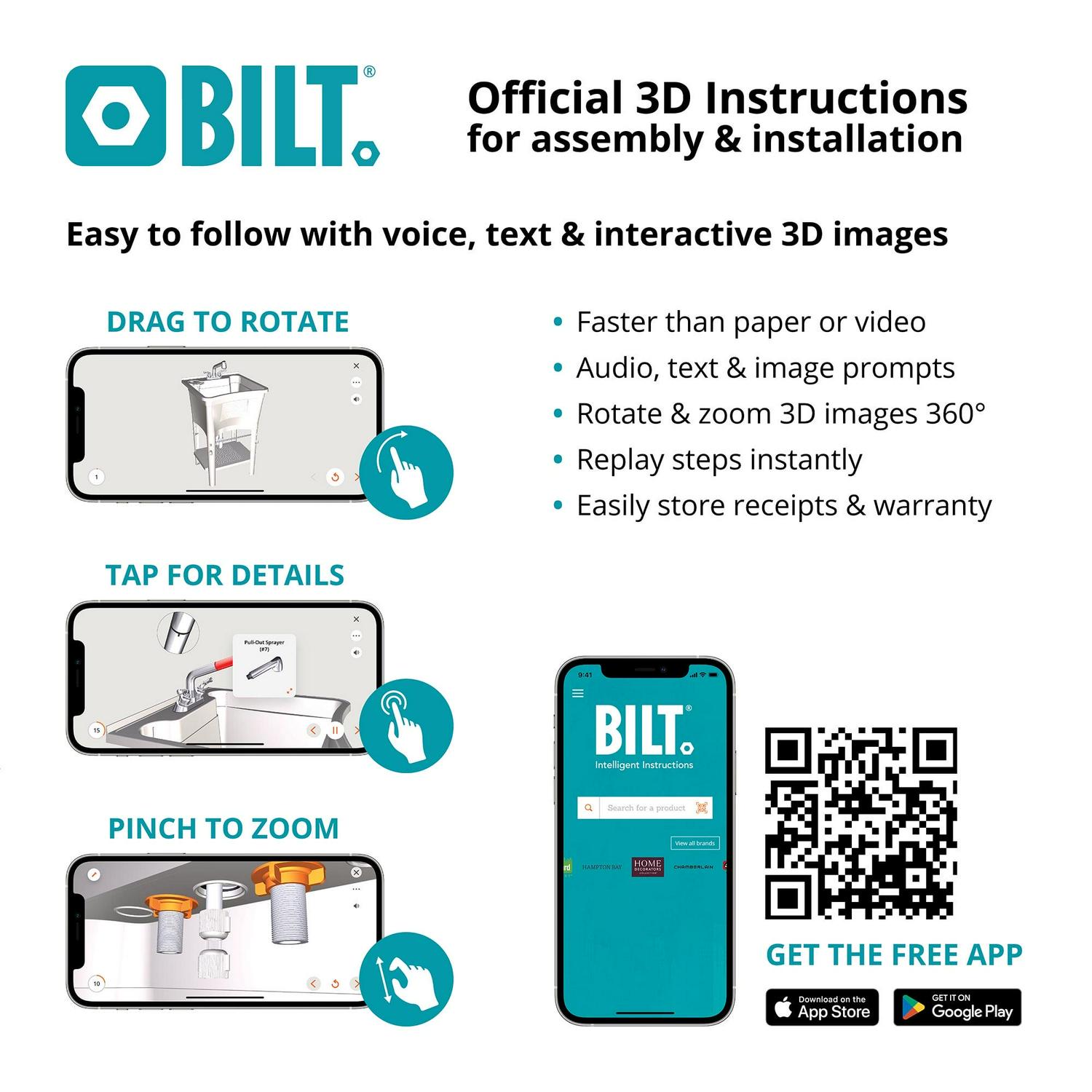 Zenna Home Utility Sink with Pull-Out Faucet: Laundry Tub Work Center, 24" W x 24" H Sink, in White - Image 9