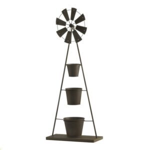 Zingz & Thingz Country Windmill Outdoor Garden Plant Stand - 41.5" - Brown