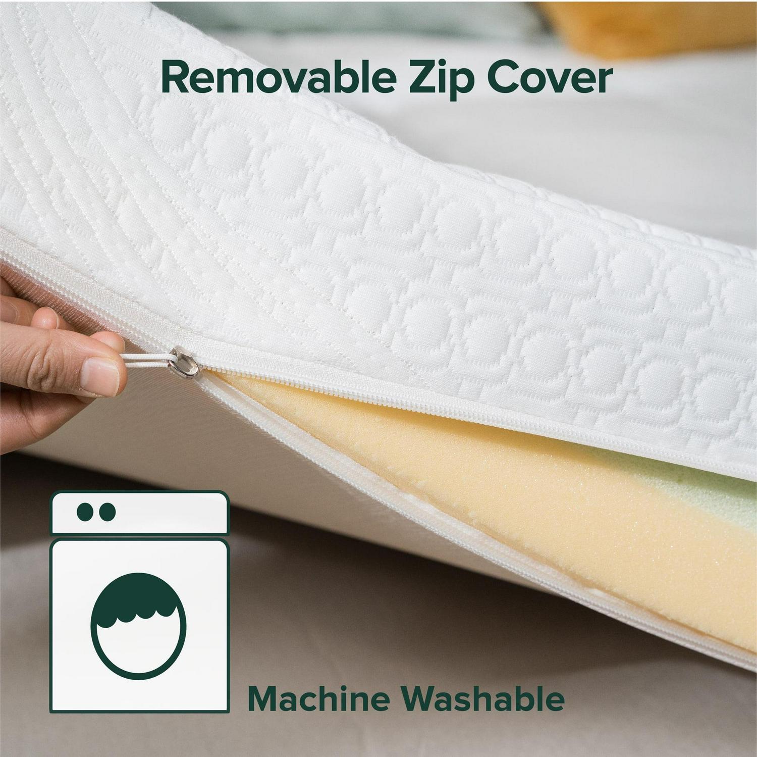 Zinus 4" Green Tea Pressure Relief Memory Foam Mattress Topper, Queen - Image 7