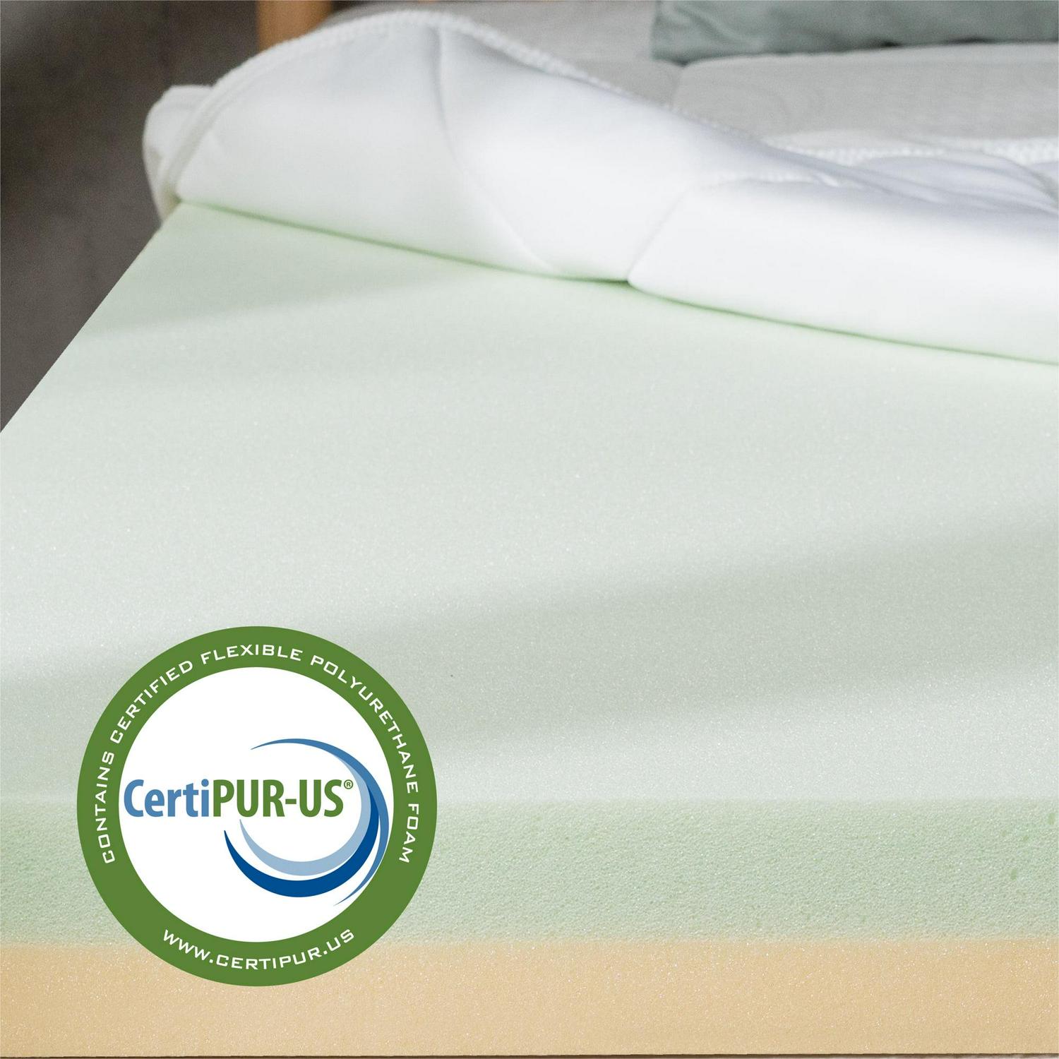 Zinus 4" Green Tea Pressure Relief Memory Foam Mattress Topper, Queen - Image 6