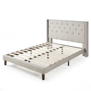 Zinus 51" Annette Upholstered Platform Bed Frame, Light Grey, Queen