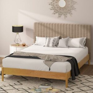 Zinus Amelia 41" Wood Platform Bed Frame with Upholstered Headboard, Queen