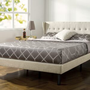Zinus Athena 45" Upholstered Platform Bed with Wingback Headboard, Full