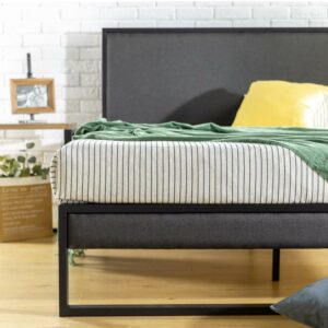 Zinus Christina 43" Upholstered Platform Bed with Headboard, Queen, Gray