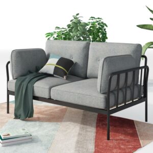 Zinus Courtney 2-Seater Black Metal Indoor Loveseat