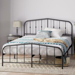 Zinus Heidi 42.5" Farmhouse Metal Platform Bed Frame, Black, Queen