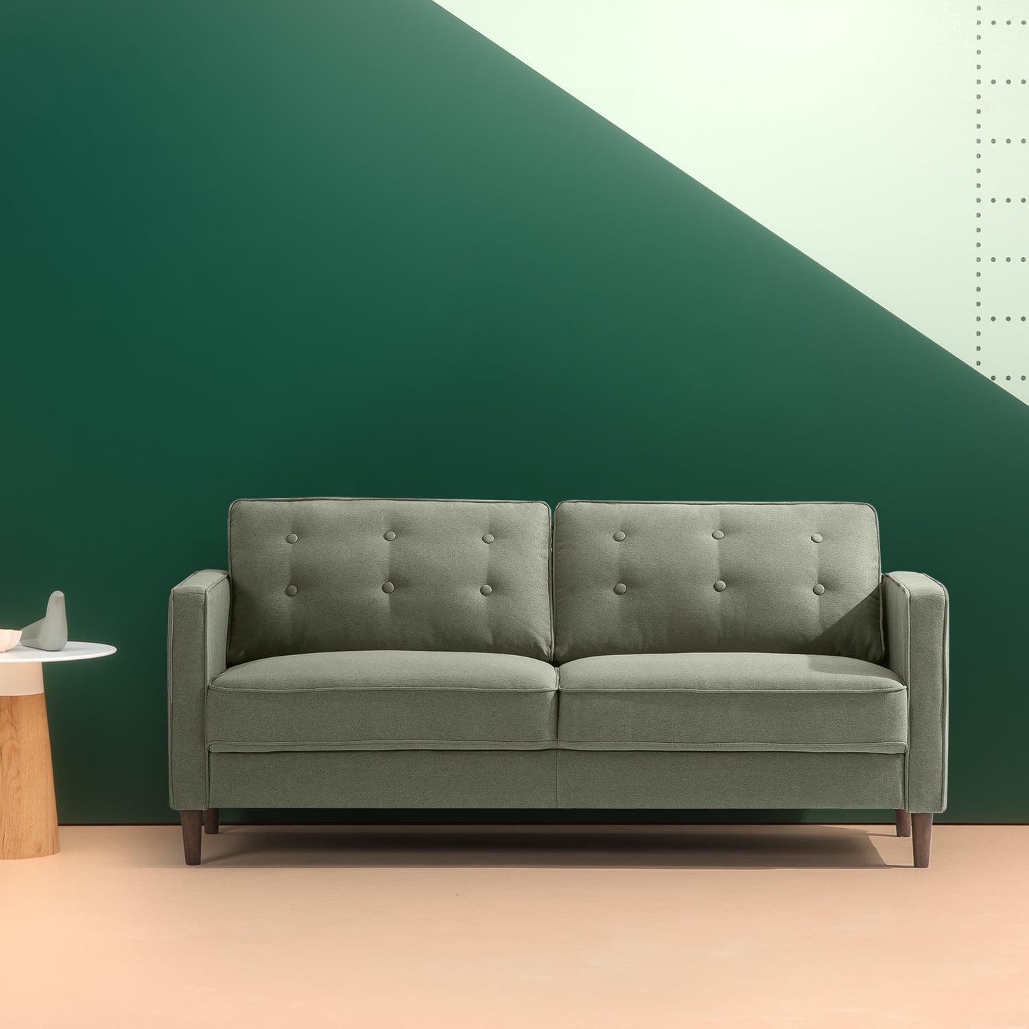 Zinus 74" Lauren Sofa Couch, Green Polyester