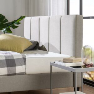 Zinus Maddon 35" Upholstered Platform Bed Frame, Beige, Adult, Queen