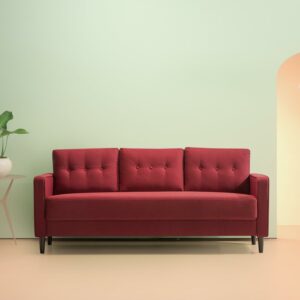 Zinus Mikhail Fabric Sofa Couch, Ruby Red Fabric