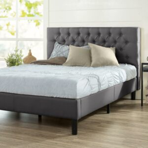 Zinus Misty 43" Upholstered Platform Bed Frame, Dark Gray, Queen