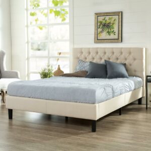 Zinus Misty 43" Upholstered Platform Bed Frame, Taupe, Queen