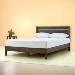 Zinus Stefan 38  Wood Platform Bed with Headboard, King