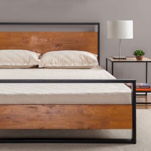 Zinus Suzanne 37" Metal and Wood Platform Bed with Headboard, Twin