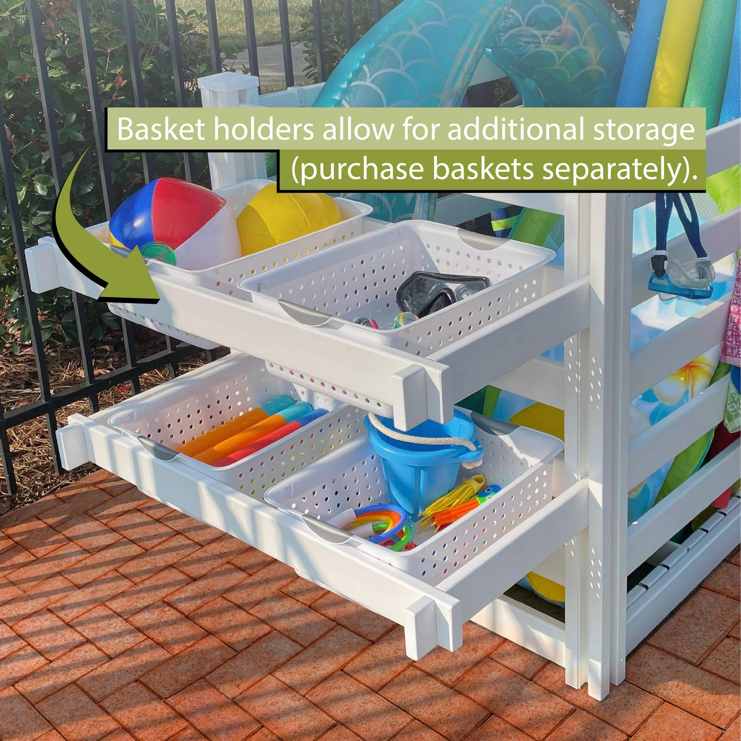 38in H x 64in W x 36in L (1 Unit) Freestanding Zippity Pool Float Storage Organizer, Vinyl Pool Equipment Enclosure for Outdoor Toy Storage, Outdoor Storage Box & Pool Deck Caddy w/ Dividers, ZP19061 - Image 3