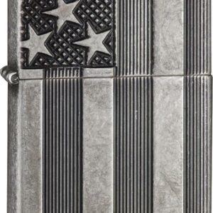 Zippo Armor Antique Silver Plate American Flag Pocket Lighter