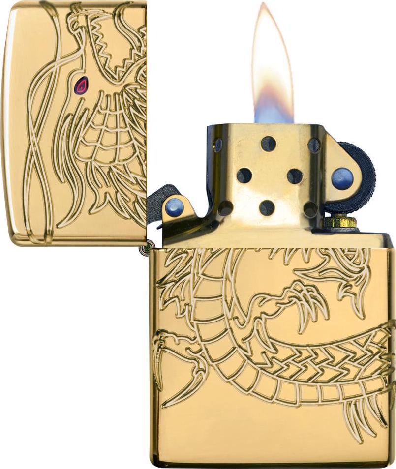 Zippo Chinese Dragon Armor High Polish Gold Plate Windproof Pocket Lighter - Image 4