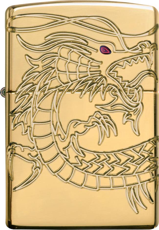 Zippo Chinese Dragon Armor High Polish Gold Plate Windproof Pocket Lighter - Image 2