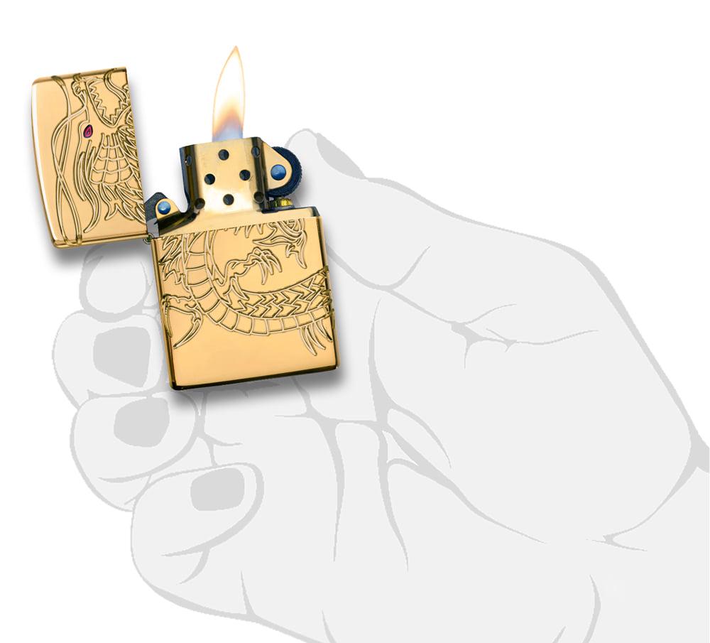 Zippo Chinese Dragon Armor High Polish Gold Plate Windproof Pocket Lighter - Image 5