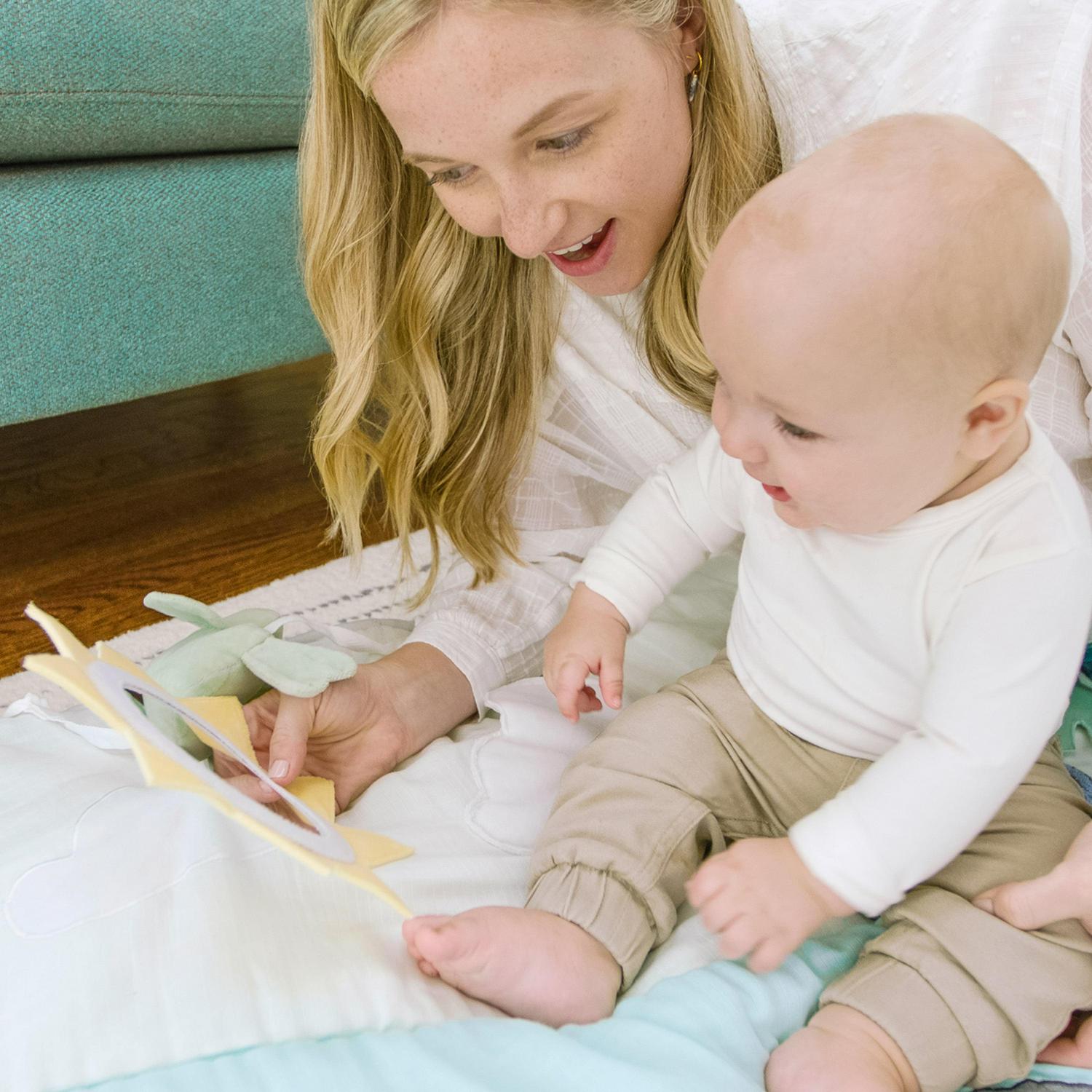 aden + anais Baby Bonding Playmat - Reversible 45? x 45? Cotton Muslin Infant Mat - Foldable Play & Tummy Time Cushion - Sensory Development Toys - Machine Washable - Non Toxic, PVC Free - Image 4