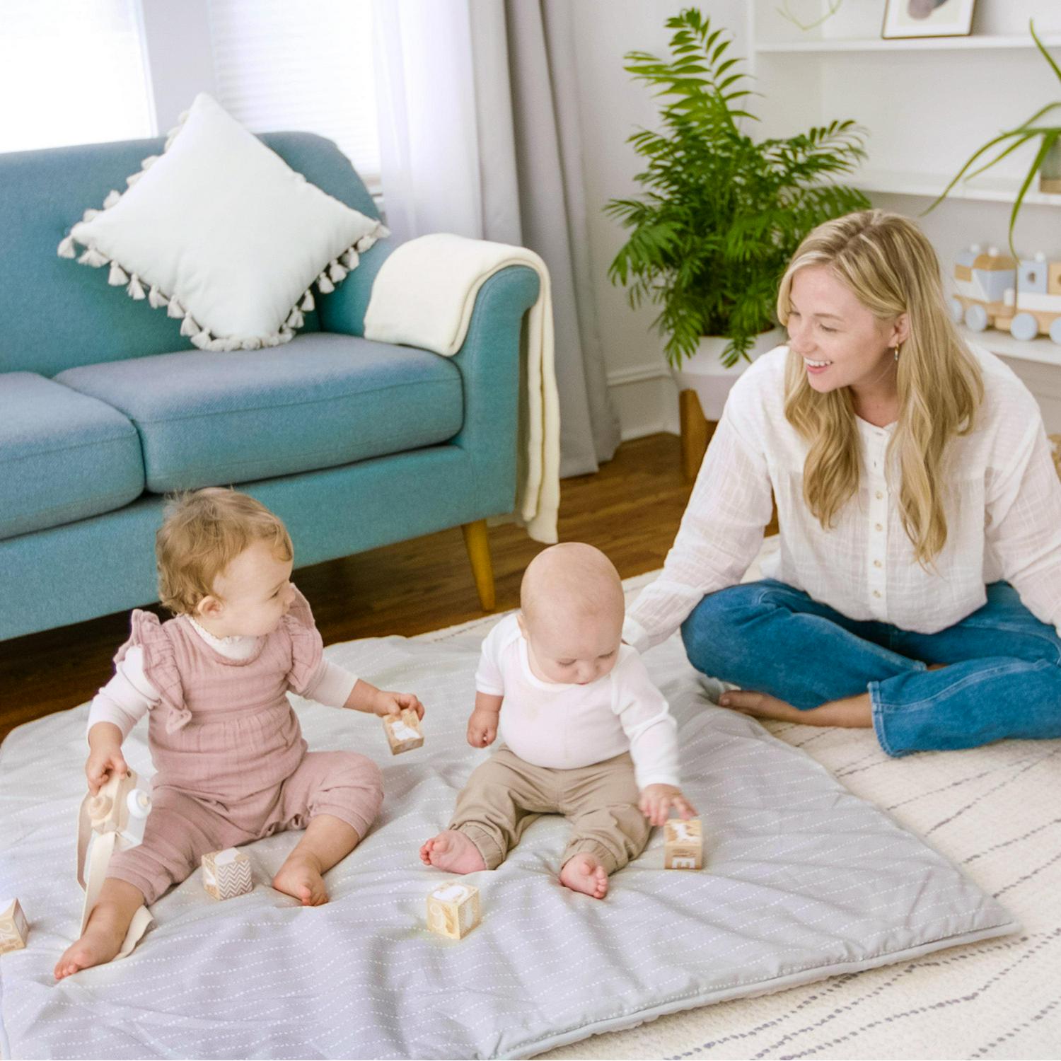 aden + anais Baby Bonding Playmat - Reversible 45? x 45? Cotton Muslin Infant Mat - Foldable Play & Tummy Time Cushion - Sensory Development Toys - Machine Washable - Non Toxic, PVC Free - Image 10