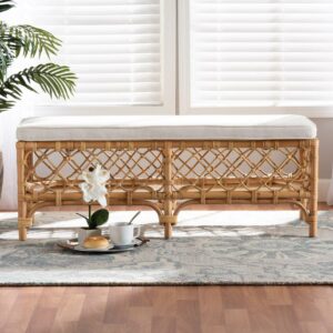 bali & pari Orchard Rattan BOHO Bench, Natural Brown