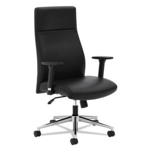 basyx VL108 Executive High-Back Chair, Black Leather