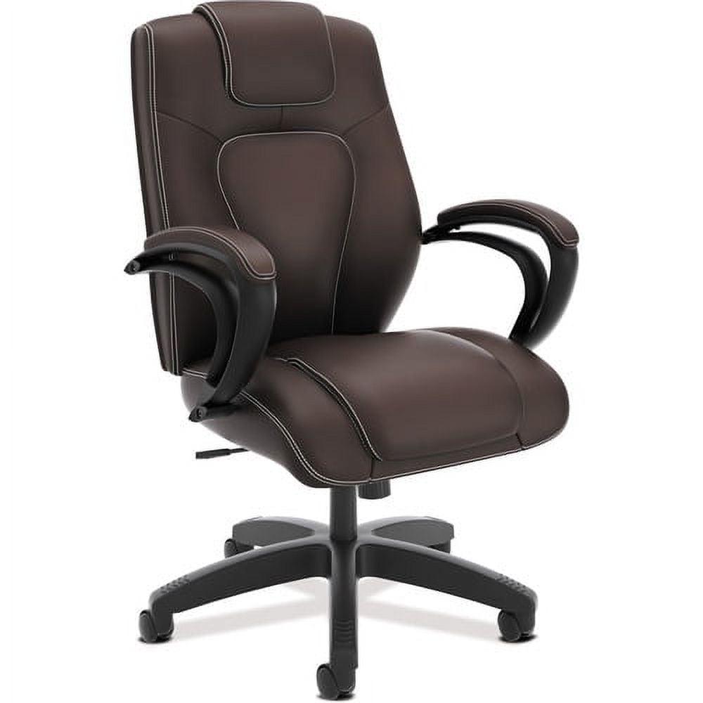 basyx VL402 Series Executive High-Back Chair, Brown Vinyl - Image 5