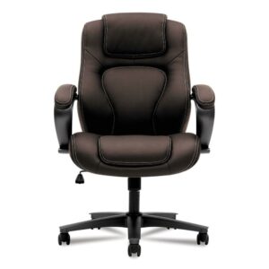 basyx VL402 Series Executive High-Back Chair, Brown Vinyl