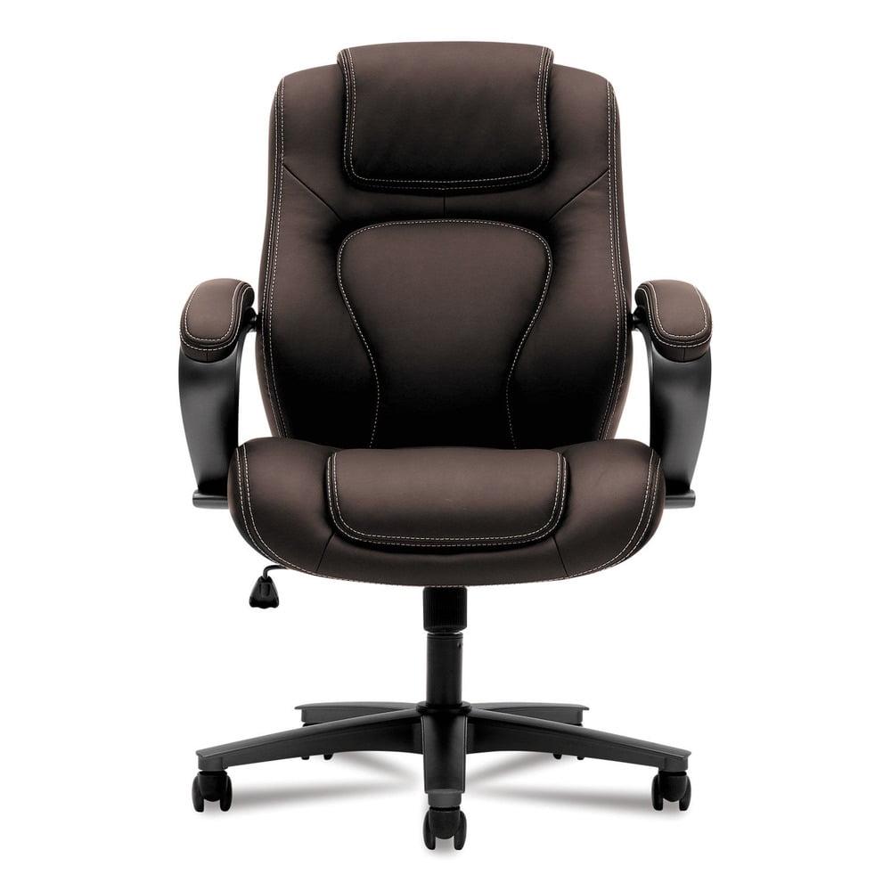 basyx VL402 Series Executive High-Back Chair, Brown Vinyl