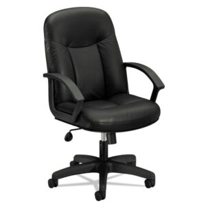 basyx VL601 Series Leather High-Back Swivel/Tilt Chair, Metal, 26 x 33 1/2 x 43, Black