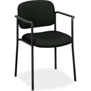 basyx VL616 Series Stacking Guest Chair with Arms, Black Fabric