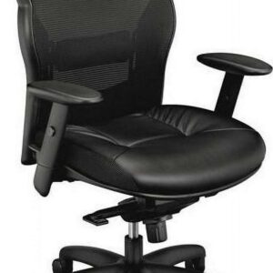 basyx VL701 Series High-Back Swivel/Tilt Work Chair, Black Mesh/Leather