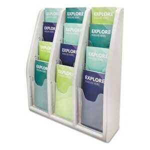 deflecto Multi-Tiered Desktop/Wall-Mount Literature Holders, 15 3/4w x 5d x 19 7/8h, Gray