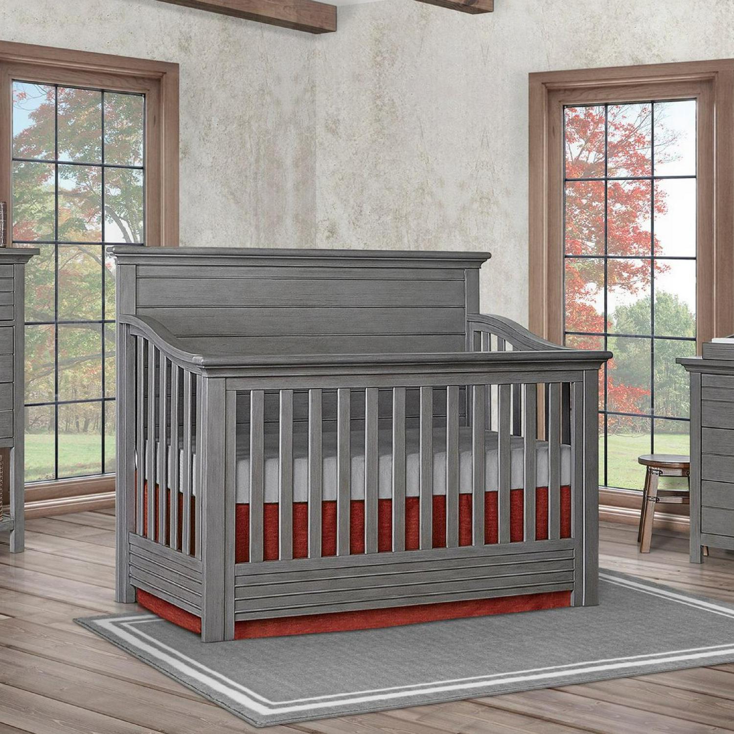 evolur Waverly 5-in-1 Full Panel Convertible Crib, Rustic Grey - Image 2