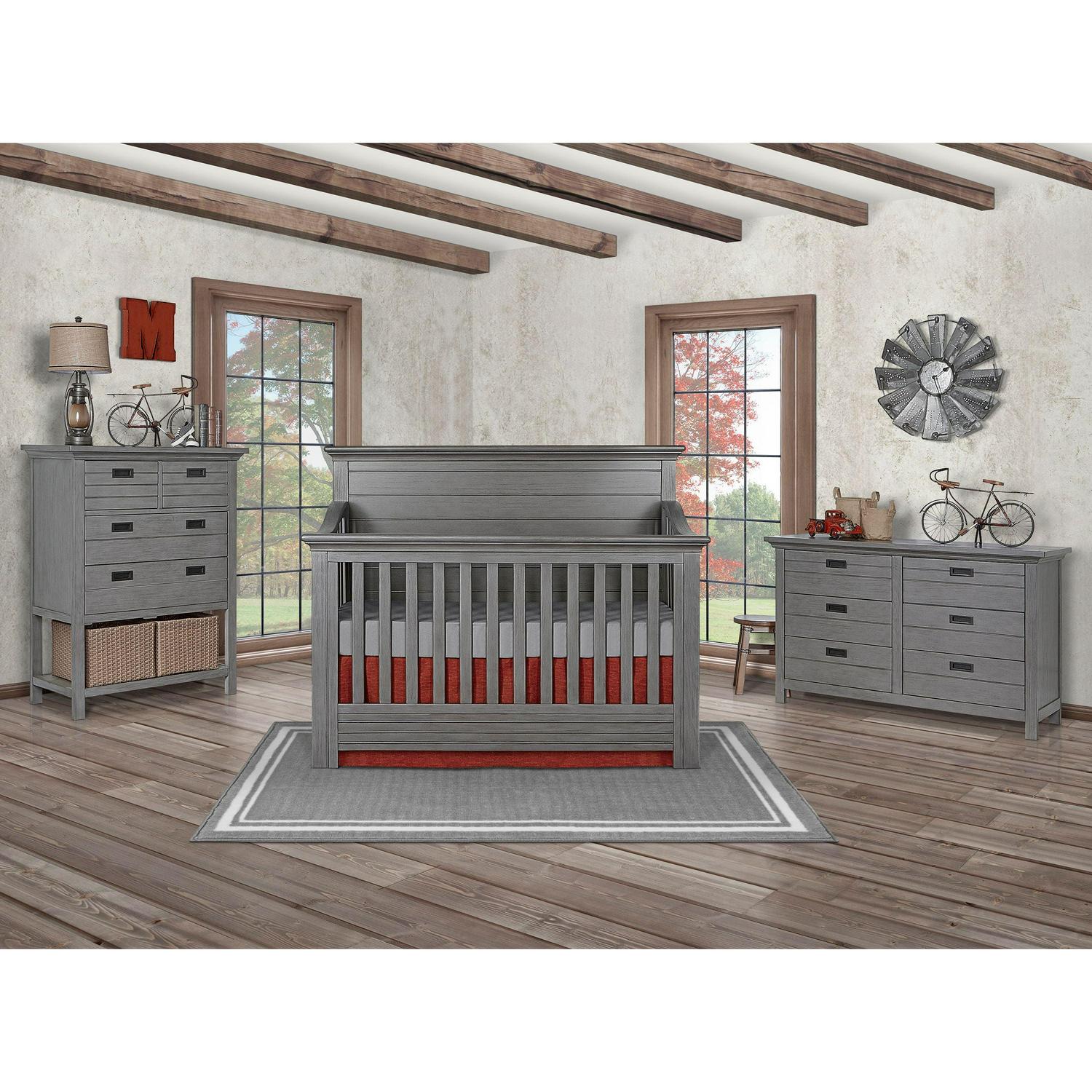 evolur Waverly 5-in-1 Full Panel Convertible Crib, Rustic Grey - Image 15