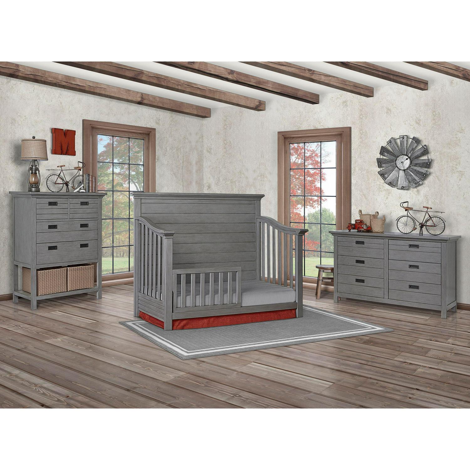 evolur Waverly 5-in-1 Full Panel Convertible Crib, Rustic Grey - Image 18